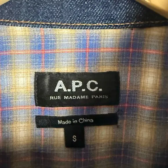 A.P.C. Indigo Anthonin Denim Patch Pocket Button Front Jean Jacket Size Small - Picture 13 of 16